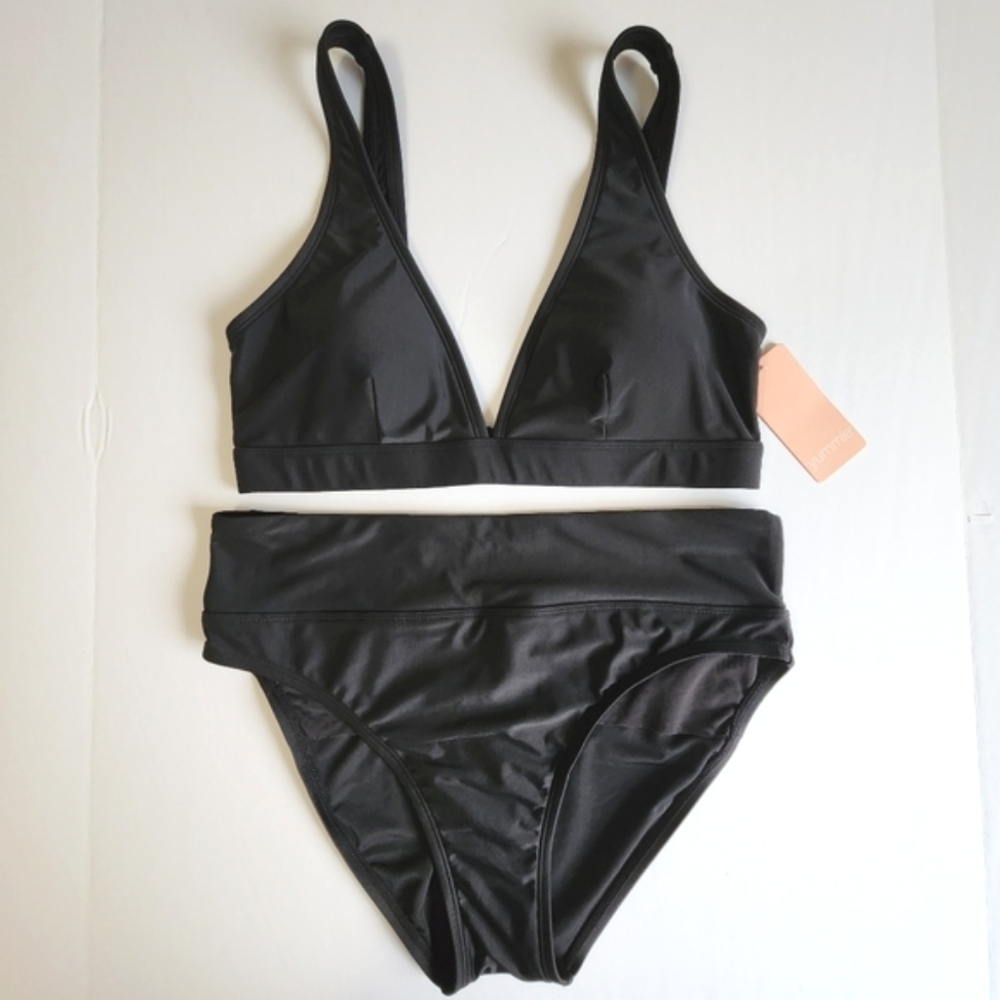 Yummie Top and Bottom Black Bikini Set